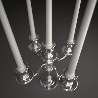 Candelbra Set three silver candelabra 3D model_3