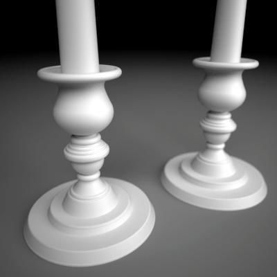 Candelbra Set three silver candelabra 3D model_9