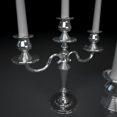 Candelbra Set three silver candelabra 3D model_16