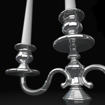 Candelbra Set three silver candelabra 3D model_12