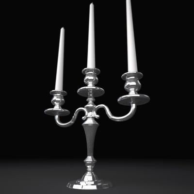 Candelbra Set three silver candelabra 3D model_11