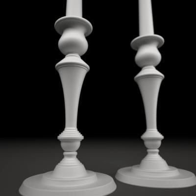 Candelbra Set three silver candelabra 3D model_7