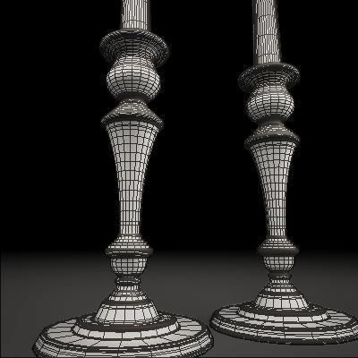 Candelbra Set three silver candelabra 3D model_8