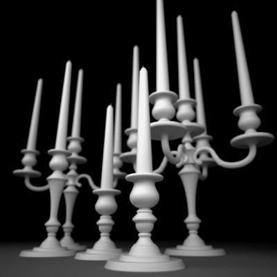 Candelbra Set three silver candelabra 3D model_22