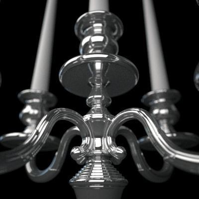 Candelbra 4 silver candelabra with four candles 3D model_2