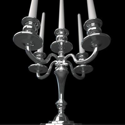 Candelbra 4 silver candelabra with four candles 3D model_3