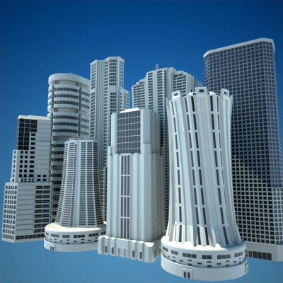 8 Skyscrapers 1 tall building 3D model_21