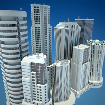 8 Skyscrapers 1 tall building 3D model_19