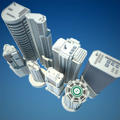 8 Skyscrapers 1 tall building 3D model_20