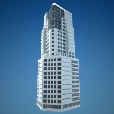 8 Skyscrapers 1 tall building 3D model_10