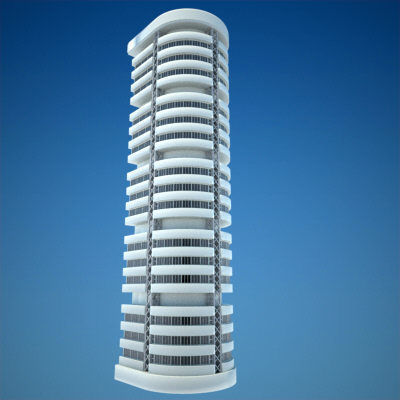 8 Skyscrapers 1 tall building 3D model_16