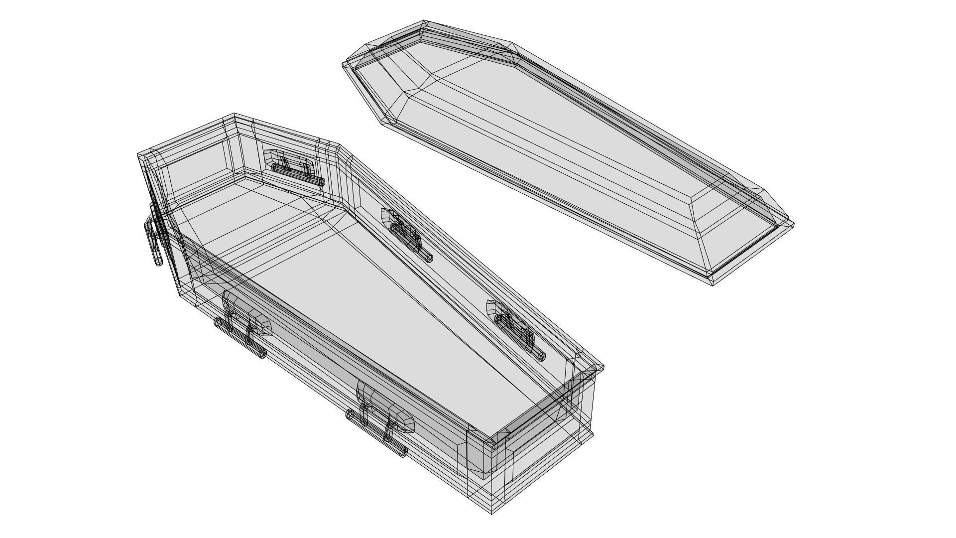 Low Poly Vintage Coffin With PBR Materials Low-poly 3D model_19