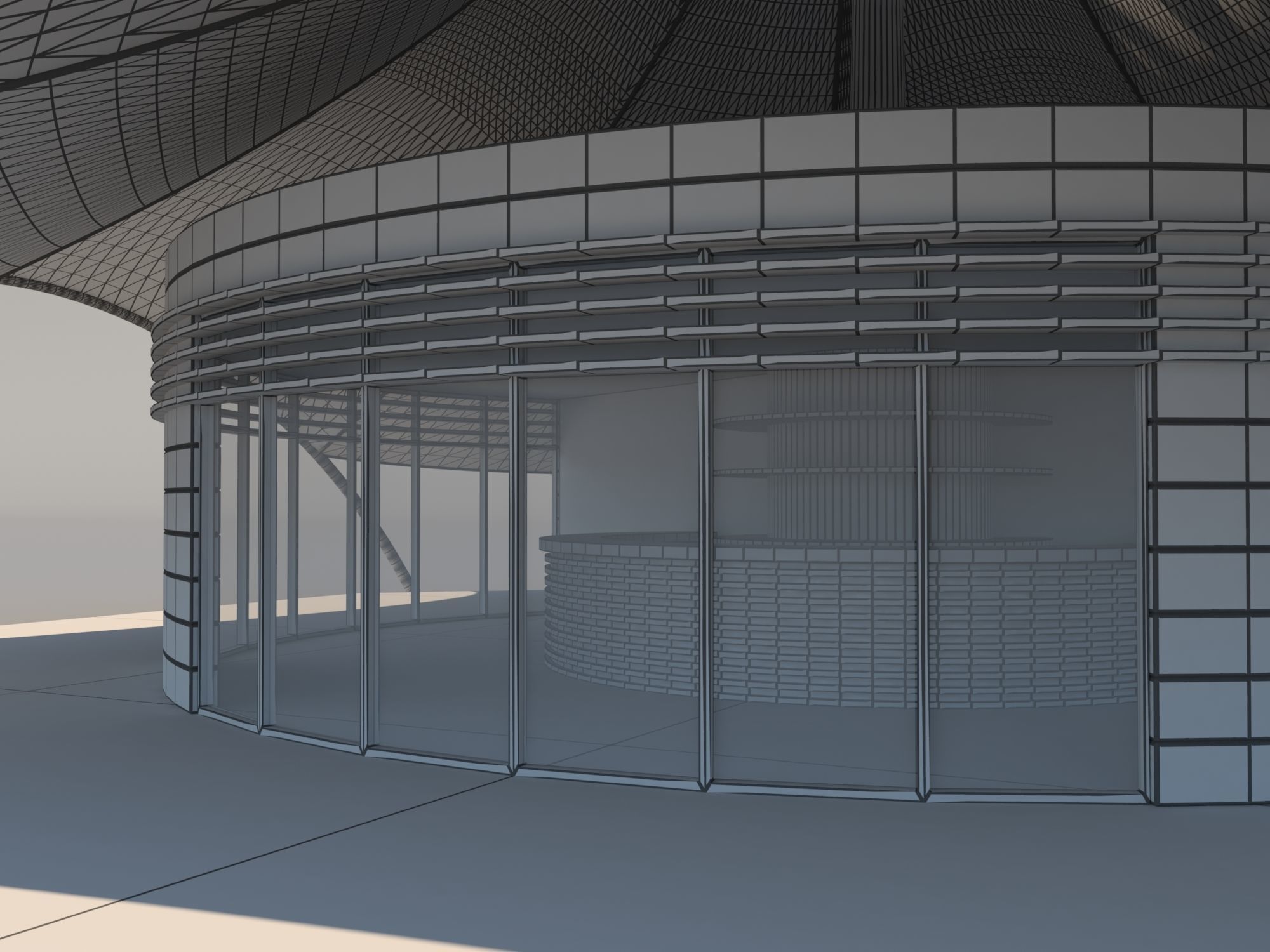 Cafe with Membran Canopy 3D model_5