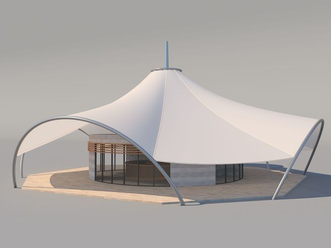 Cafe with Membran Canopy 3D model