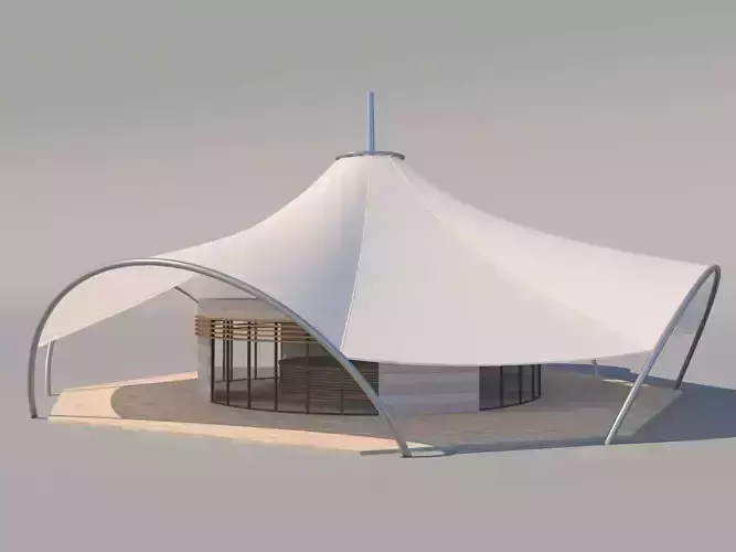 Cafe with Membran Canopy 3D model