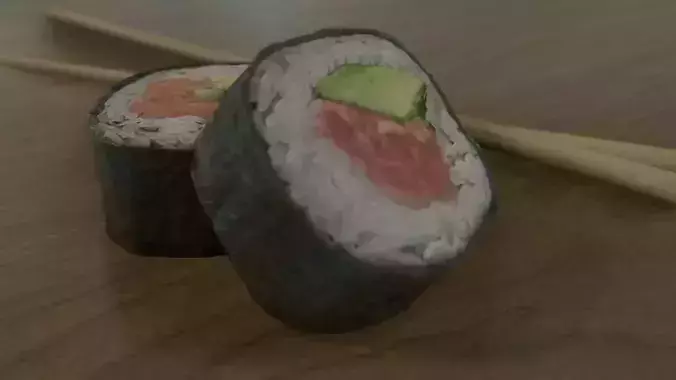 Sushi Rolls and Chopsticks 3D model
