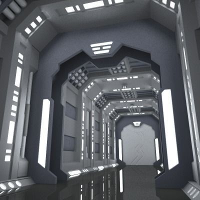 SciFi Corridor A 3D model_7