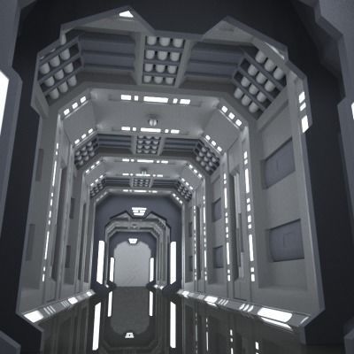 SciFi Corridor A 3D model_8
