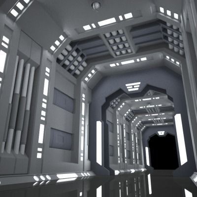 SciFi Corridor A 3D model_10