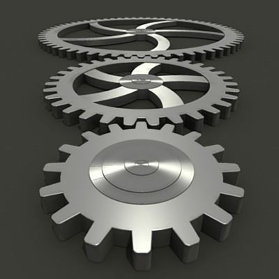 Gears three metal 3D model_9