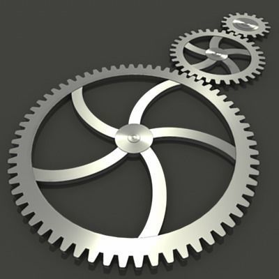 Gears three metal 3D model_2