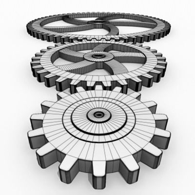 Gears three metal 3D model_10