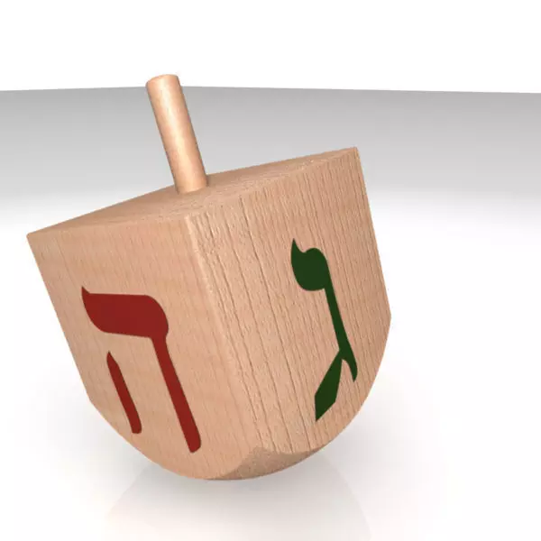 Dreidel wooden with hebrew letters 3D model_0