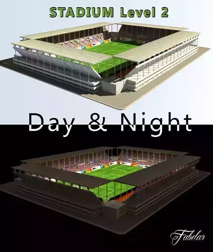 Stadium Level 2 Day-Night Low-poly 3D model