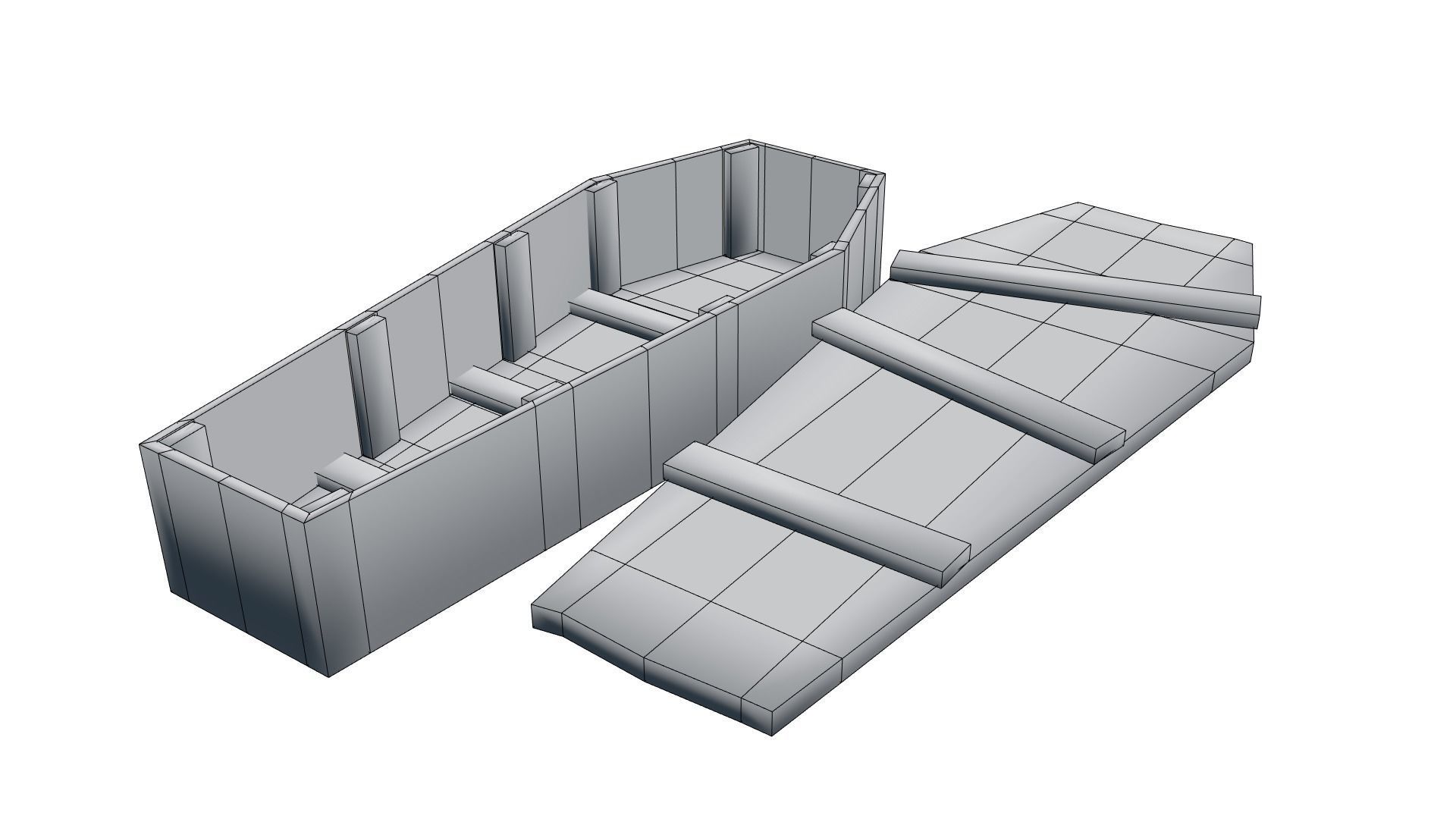 Low Poly Old Rustic Coffin With PBR Materials Low-poly 3D model_7