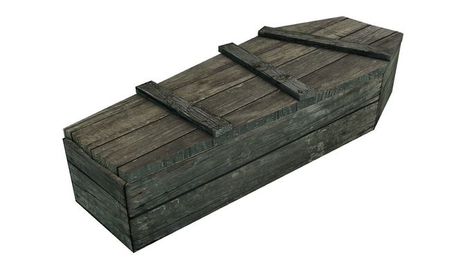Low Poly Old Rustic Coffin With PBR Materials Low-poly 3D model