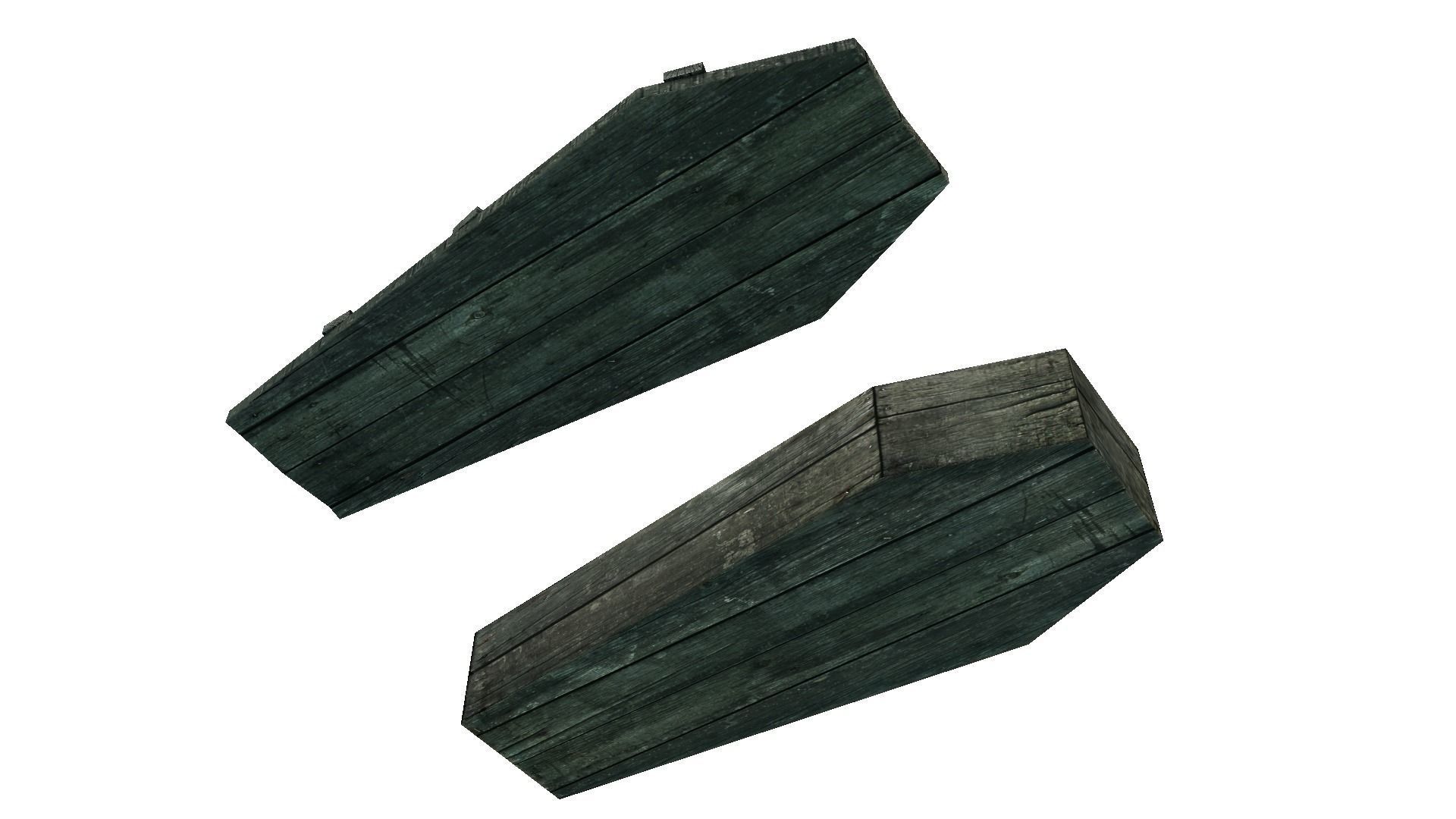 Low Poly Old Rustic Coffin With PBR Materials Low-poly 3D model_3