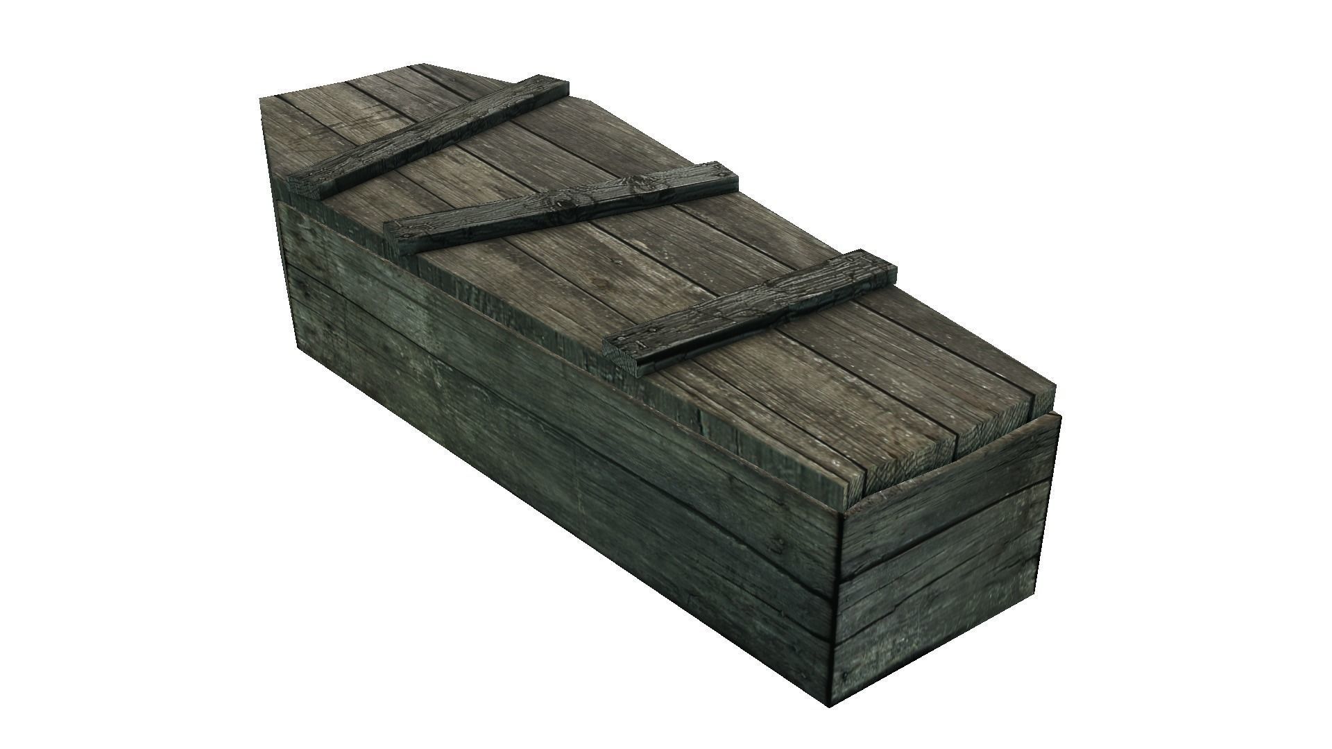 Low Poly Old Rustic Coffin With PBR Materials Low-poly 3D model_1