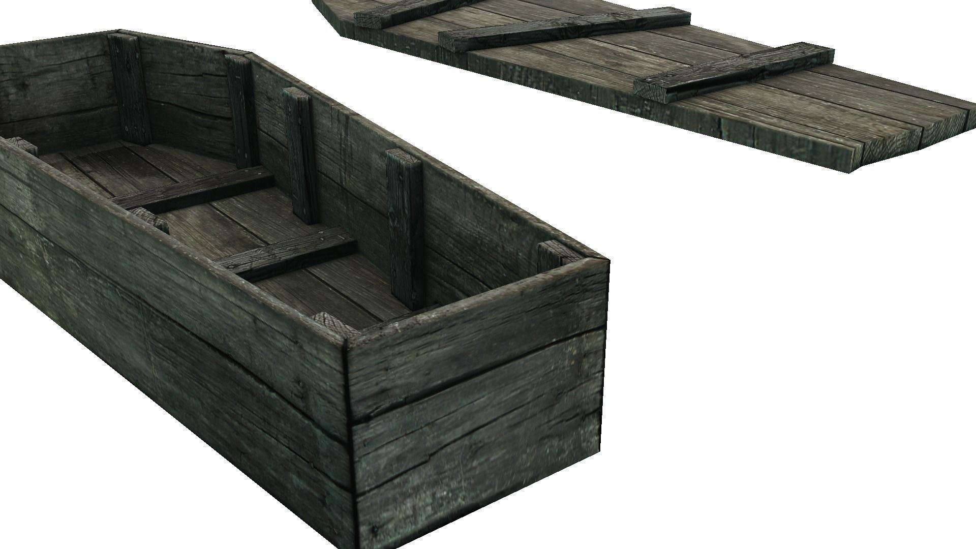 Low Poly Old Rustic Coffin With PBR Materials Low-poly 3D model_4