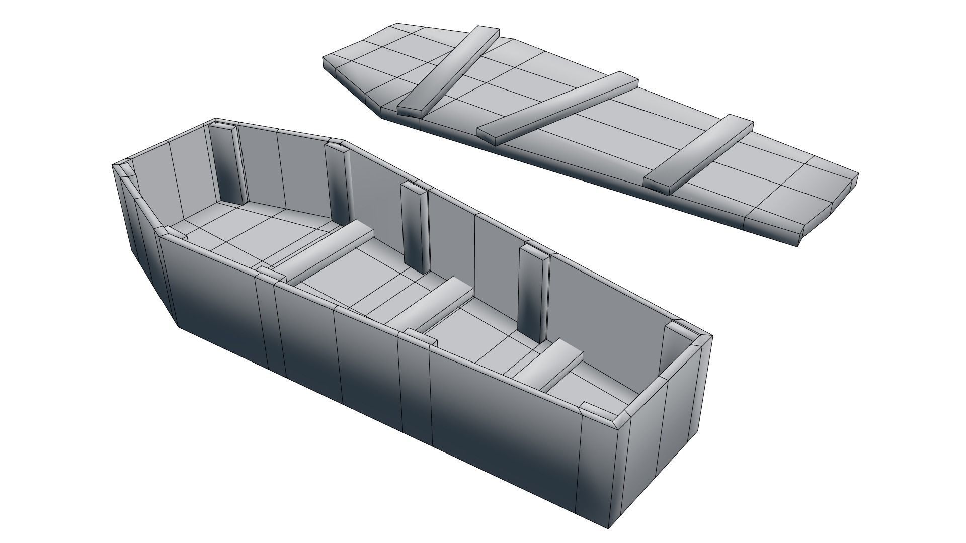 Low Poly Old Rustic Coffin With PBR Materials Low-poly 3D model_6