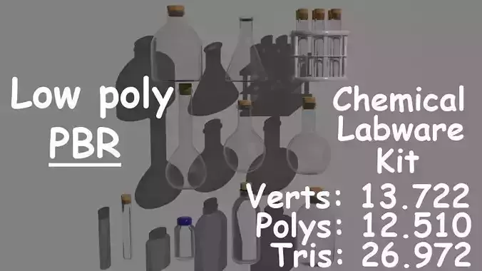 Low poly PBR Labware kit Low-poly 3D model