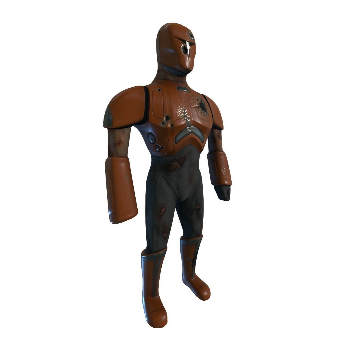 Cyborg Knight  Rigged and Animated Low Poly RPG or FPS Character Low-poly 3D model_24