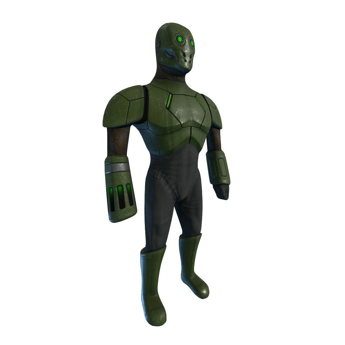 Cyborg Knight  Rigged and Animated Low Poly RPG or FPS Character Low-poly 3D model_32