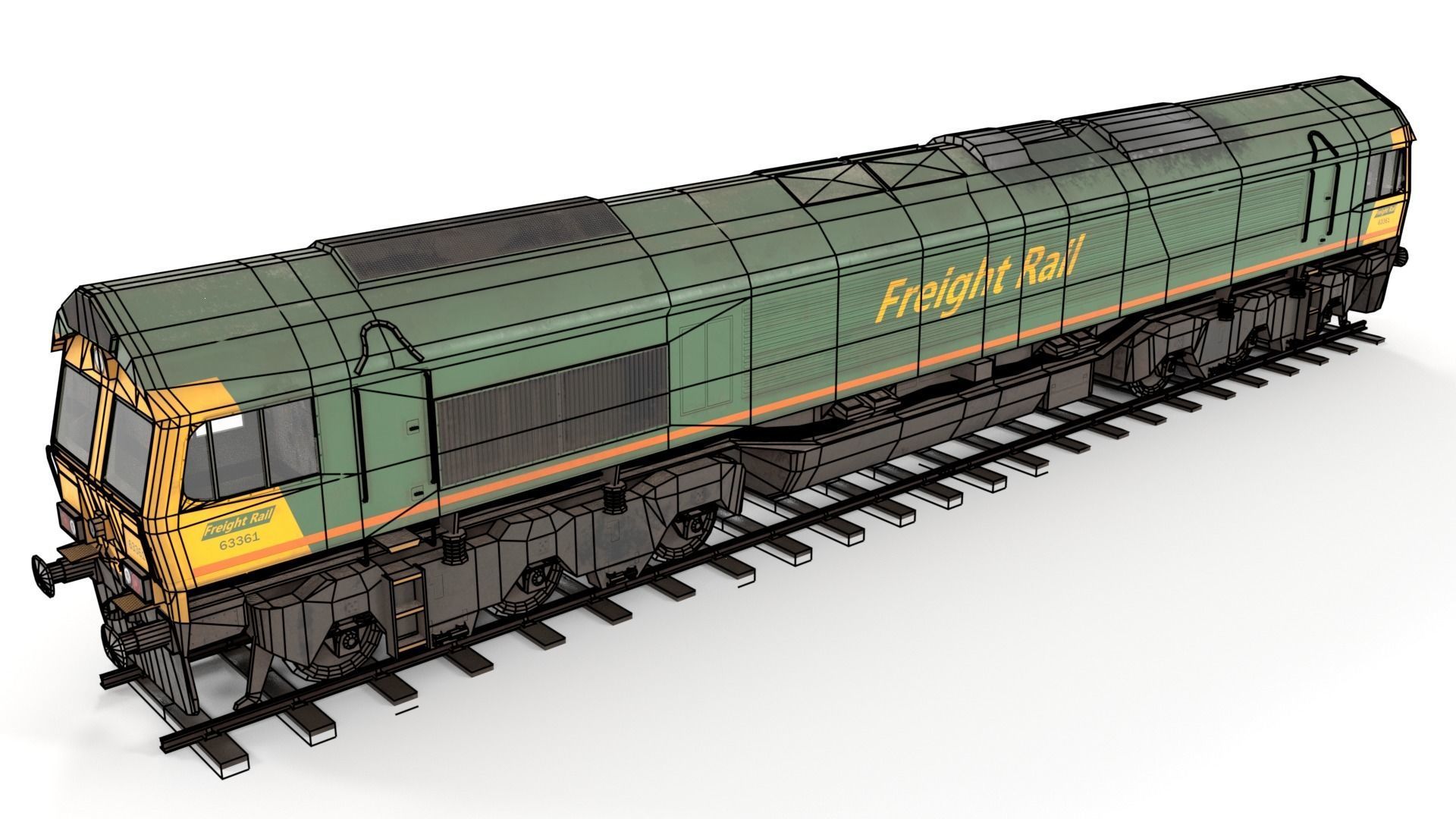 Diesel locomotive low poly Low-poly 3D model_4