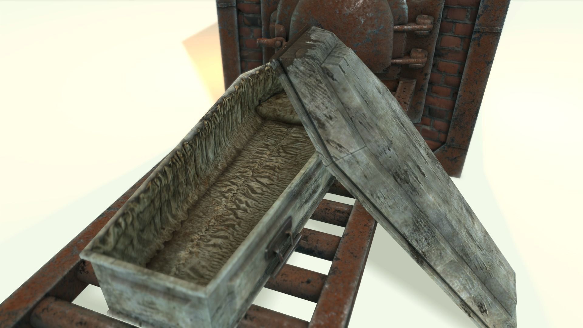 Low Poly Vintage Cremation Furnace  With PBR Materials Low-poly 3D model_13
