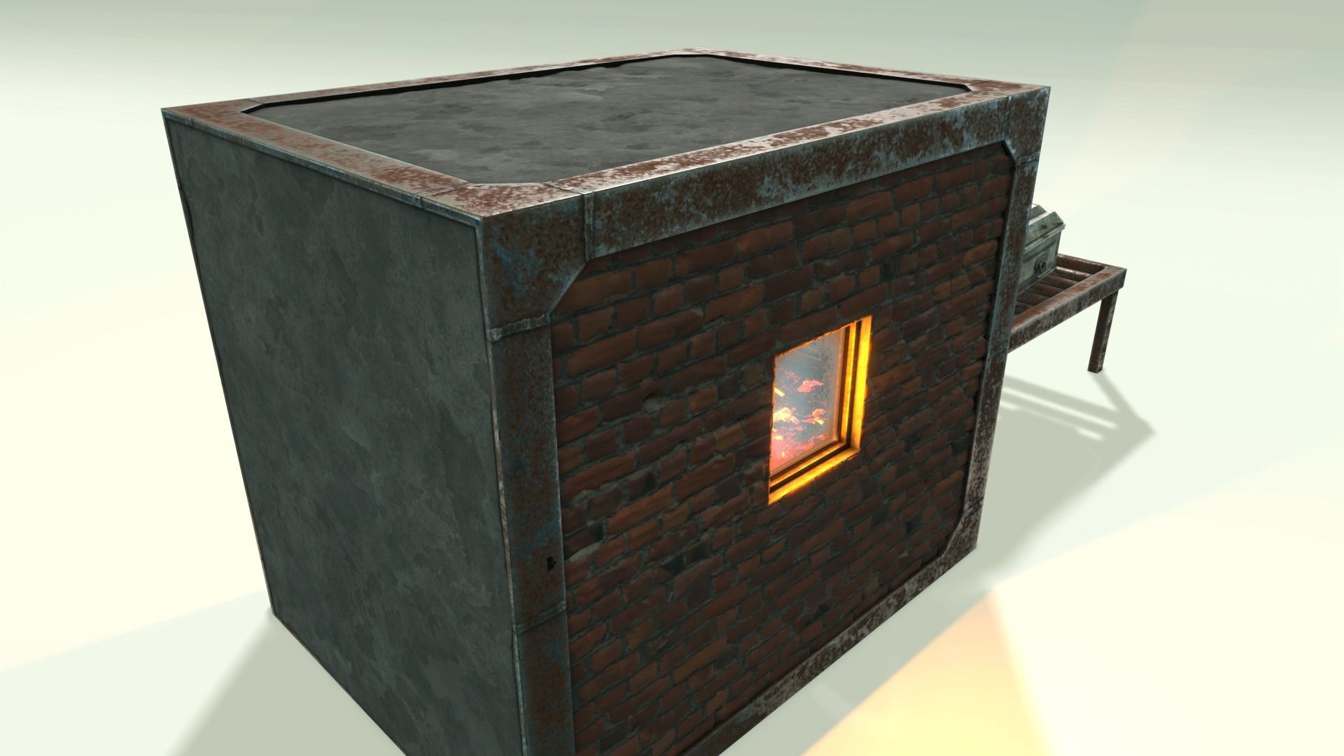 Low Poly Vintage Cremation Furnace  With PBR Materials Low-poly 3D model_16