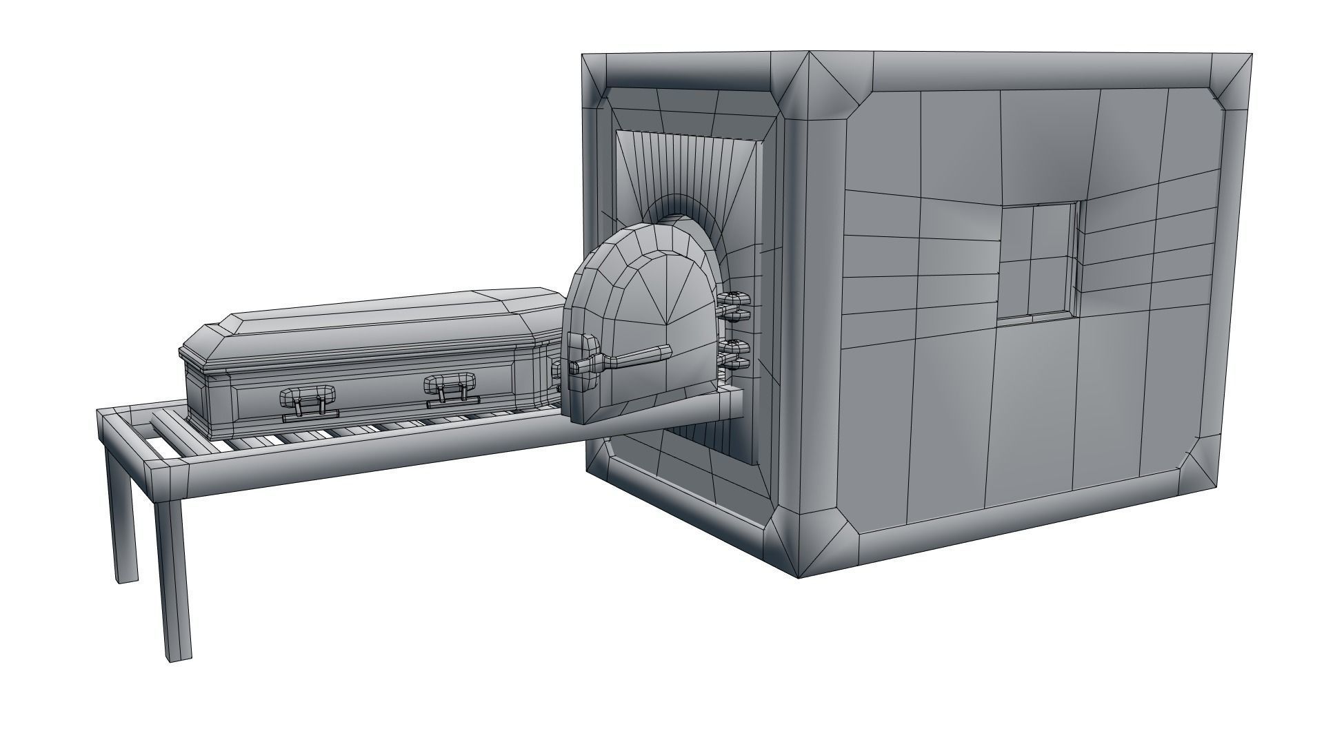 Low Poly Vintage Cremation Furnace  With PBR Materials Low-poly 3D model_19