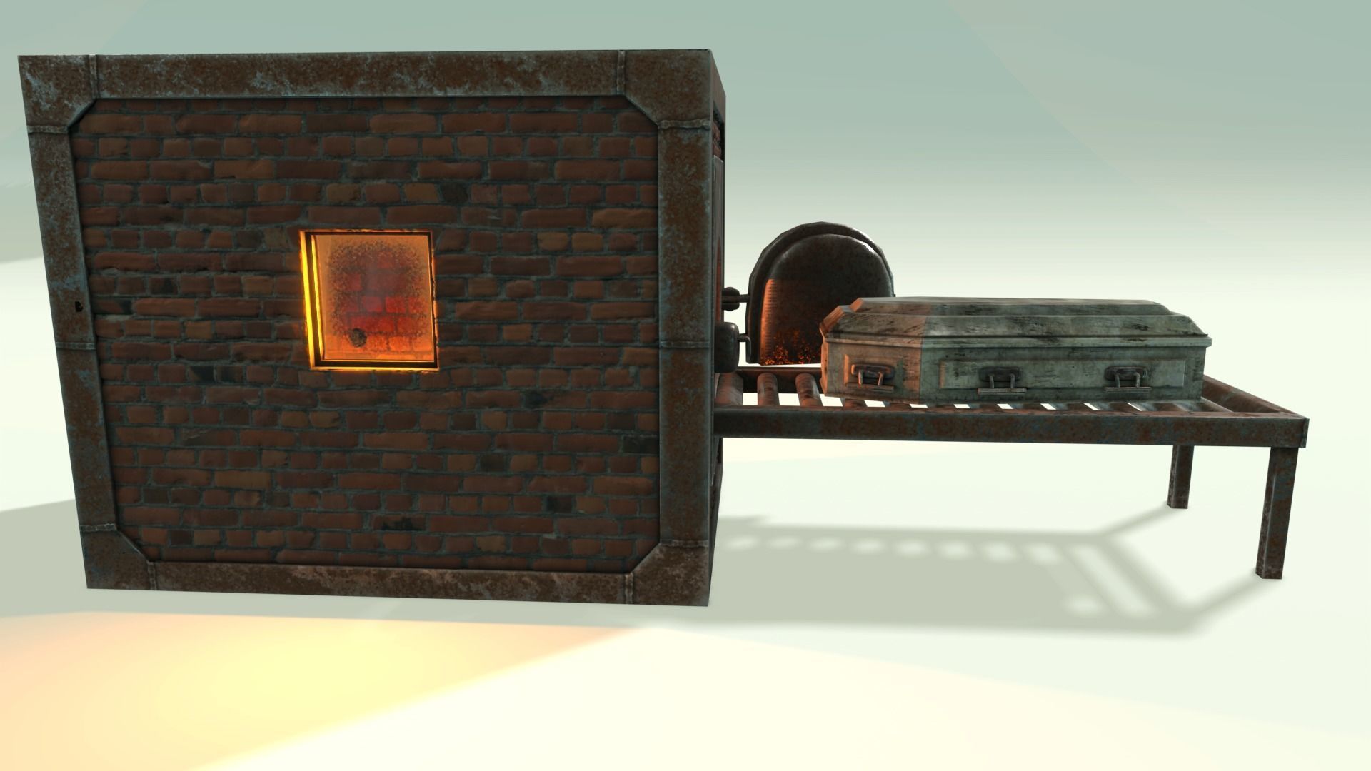 Low Poly Vintage Cremation Furnace  With PBR Materials Low-poly 3D model_6
