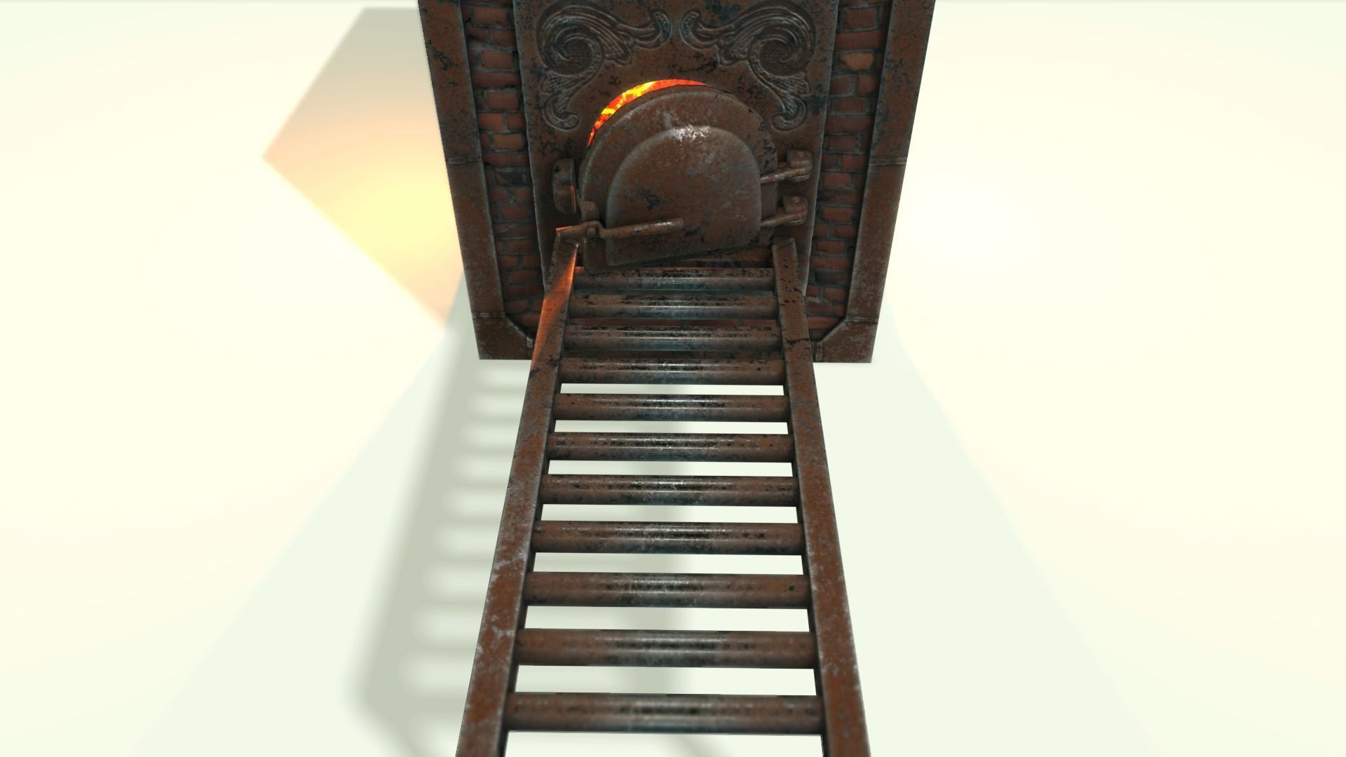 Low Poly Vintage Cremation Furnace  With PBR Materials Low-poly 3D model_15