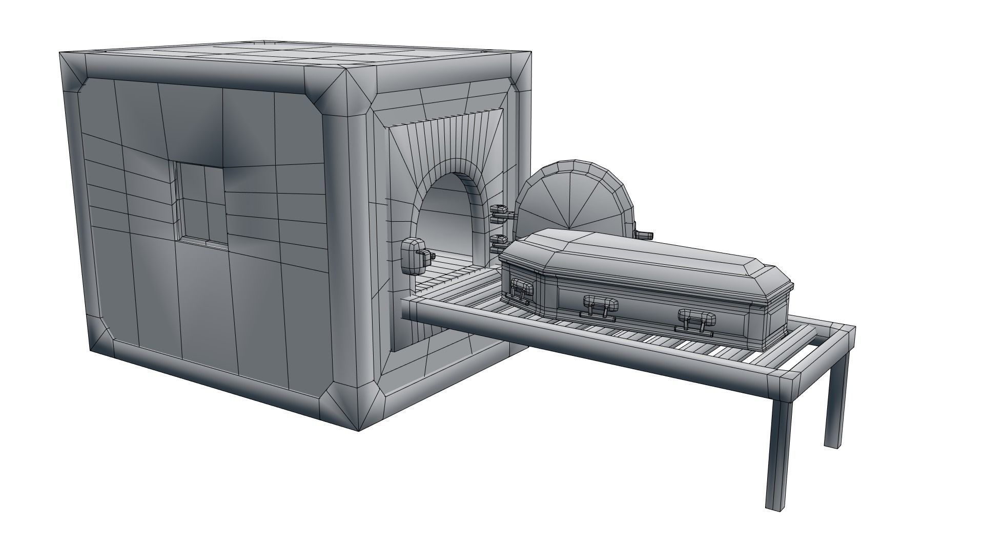Low Poly Vintage Cremation Furnace  With PBR Materials Low-poly 3D model_17