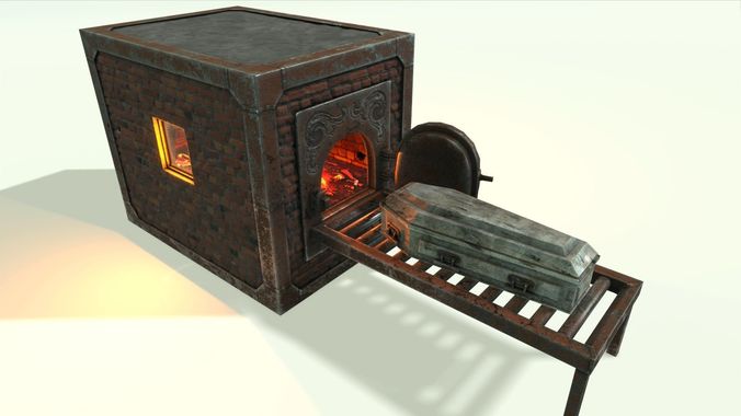 Low Poly Vintage Cremation Furnace  With PBR Materials Low-poly 3D model