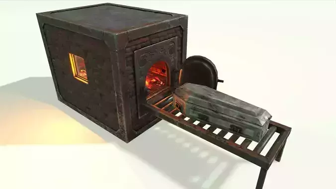 Low Poly Vintage Cremation Furnace  With PBR Materials Low-poly 3D model
