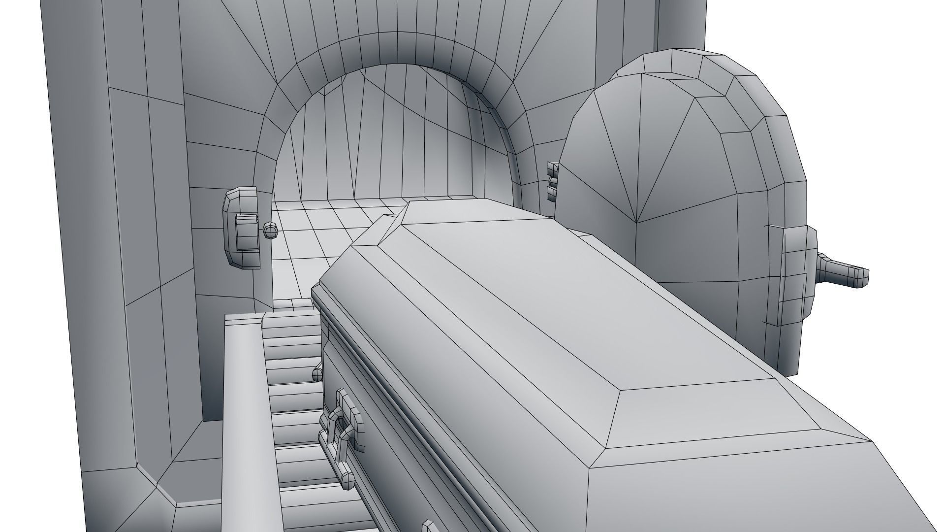 Low Poly Vintage Cremation Furnace  With PBR Materials Low-poly 3D model_20