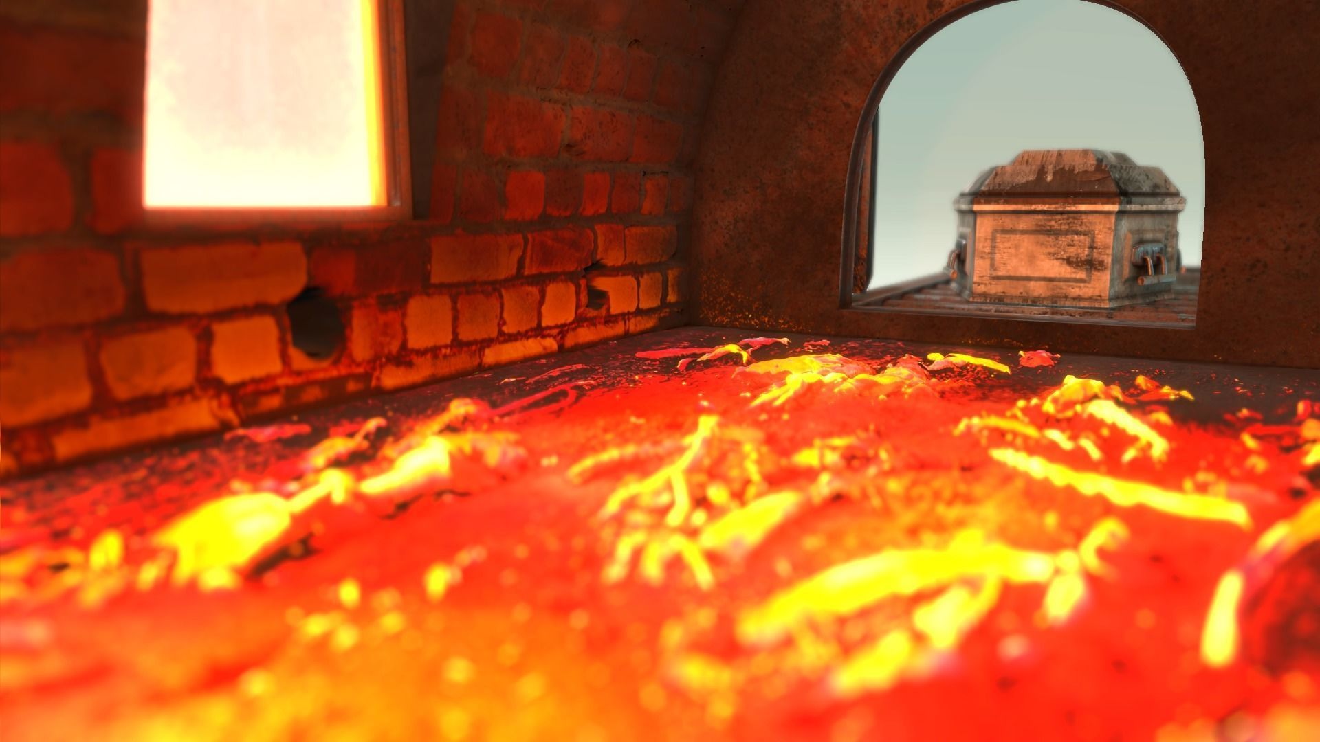 Low Poly Vintage Cremation Furnace  With PBR Materials Low-poly 3D model_9