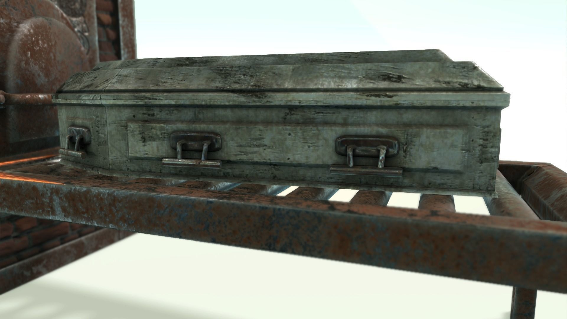 Low Poly Vintage Cremation Furnace  With PBR Materials Low-poly 3D model_7