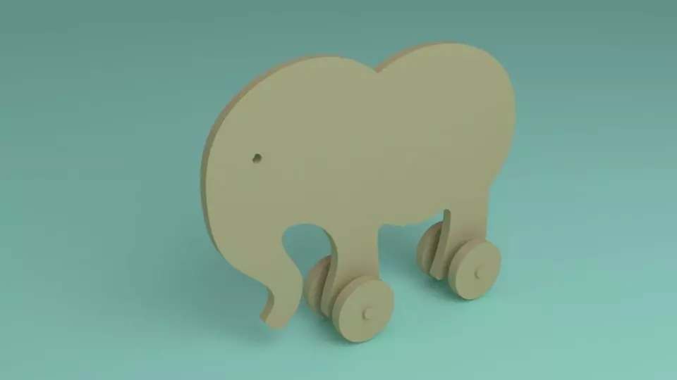 toy wooden elephant 2d Free 3D model